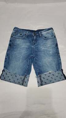 True Religion Geno Rolled Up Denim Shorts Size 14